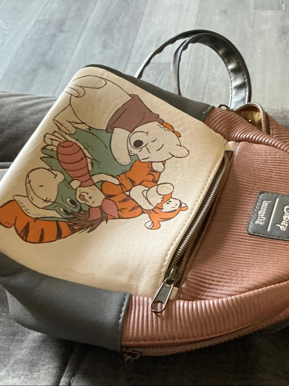 Loungefly Kids Backpack with Winnie the Pooh Characters - Tan & Orange & Green